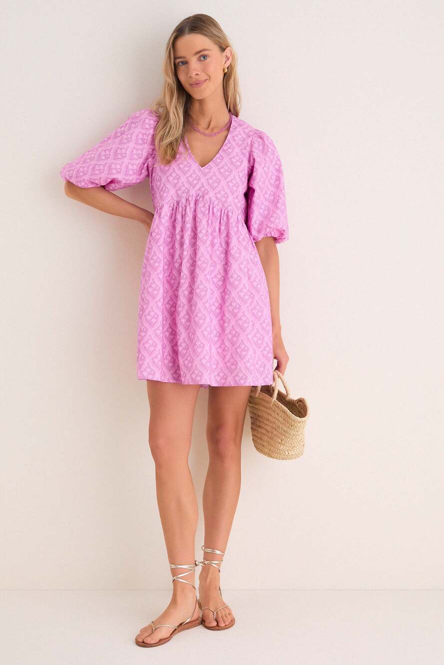 Tuckernuck Hyacinth House Pink Trellis Floral Patty Mini Dress